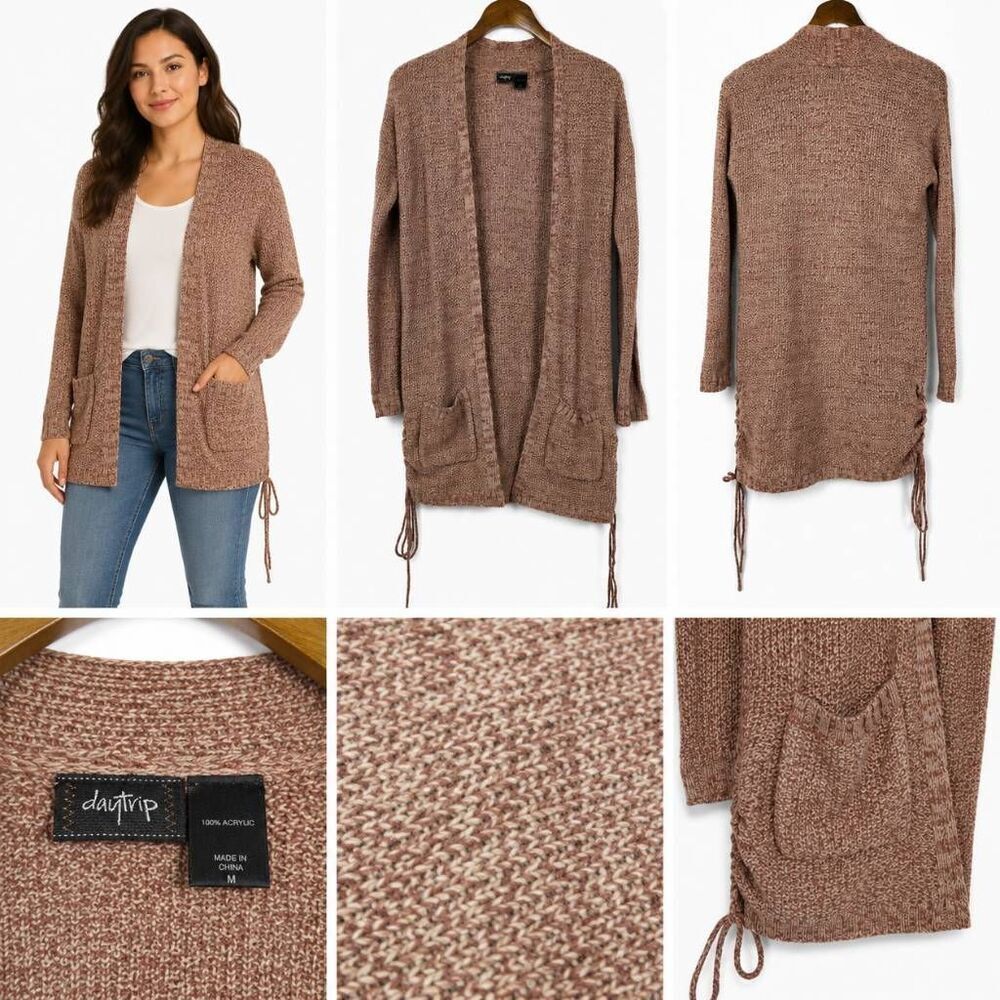 Daytrip Open Front Marled Duster Cardigan Sweater Medium